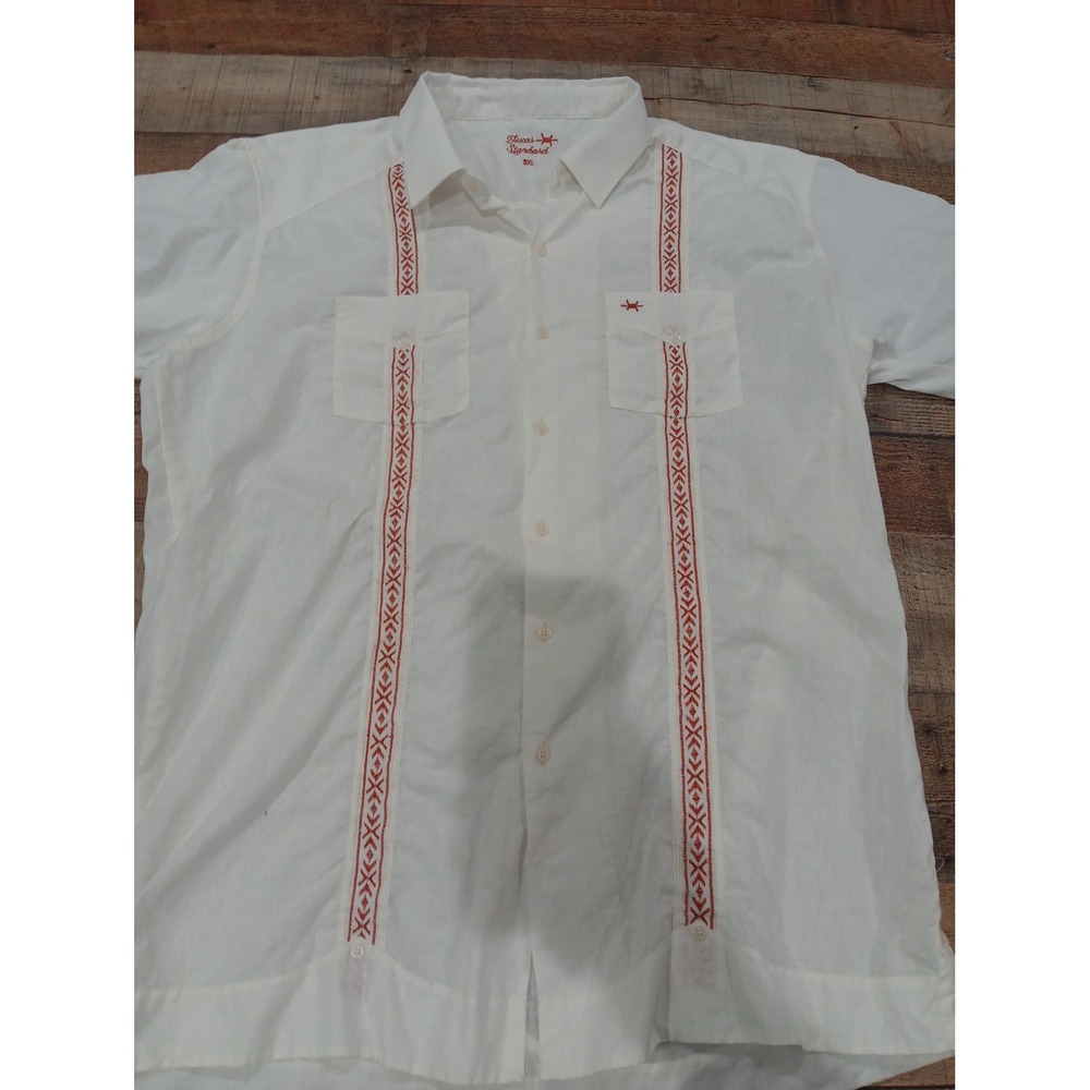 Texas Standard White Short-Sleeve Embroidered Guayabera Shirt 3xl 2945